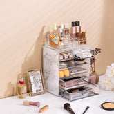 Marble Makeup Organizer Set (6 Drawer)